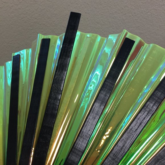 PRE-LOVED LASR - Acid Drip Iridescent Fluid Rave Fan- MISC015 - Picture 3 of 3